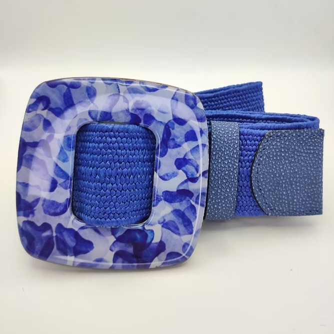 Cinturón Yute Azúl Oscuro Hebilla Cuadrada