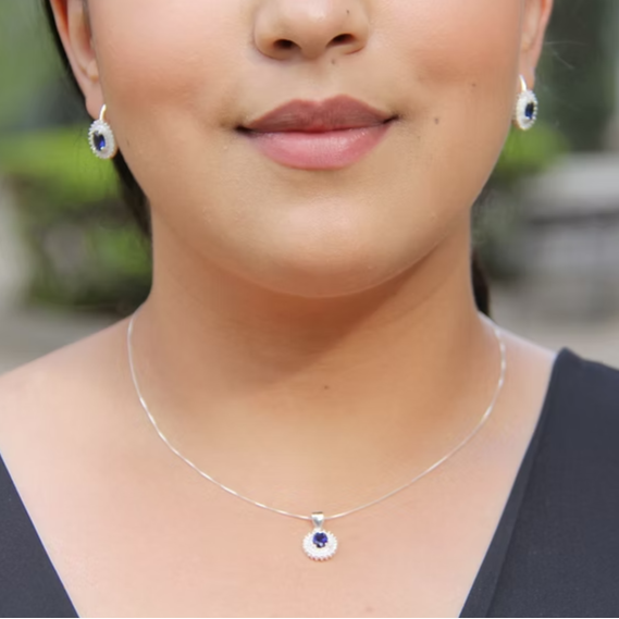 Cadeja de Plata Dije Azul