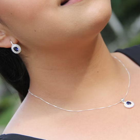Cadeja de Plata Dije Azul