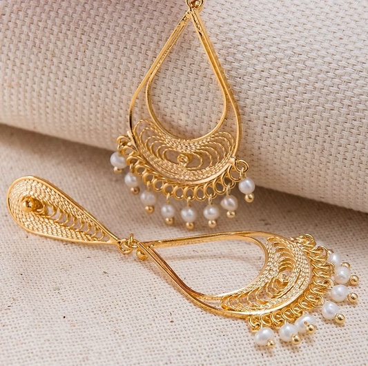 Aretes largos perlitas