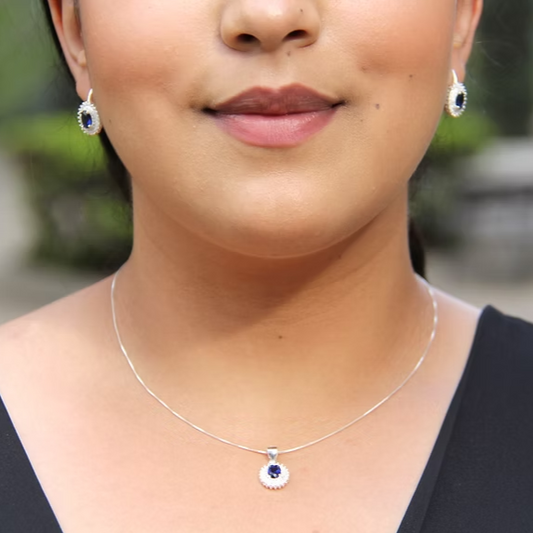 Cadeja de Plata Dije Azul