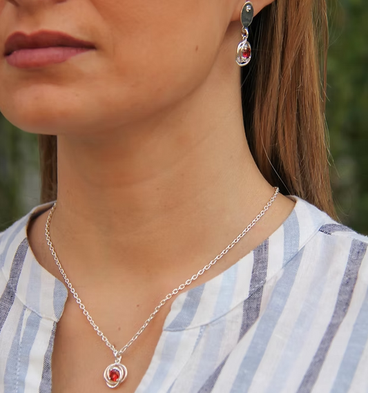 Cadena de Plata Dije Rojo