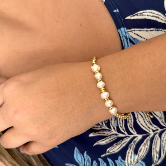 Pulsera Dorada Perlas