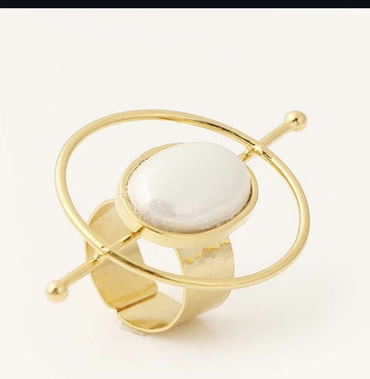 Anillo Dorado Piedra Natural