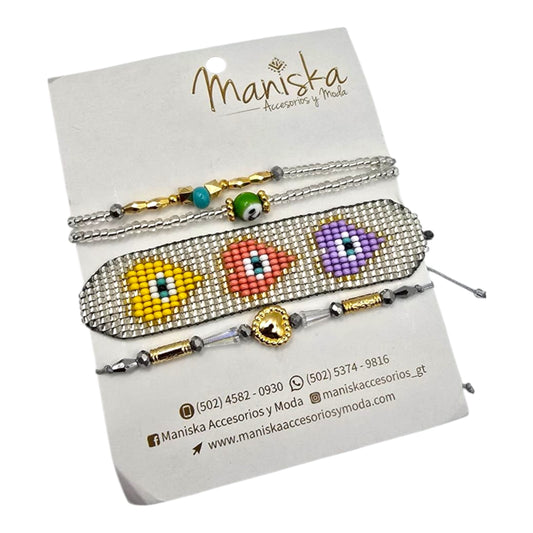 Multi Pulsera Tejida Corazón